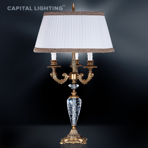 Настольная лампа 44-01.52/13124/3 с абажуром и хрусталем РАСПУТИН